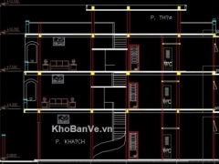 File cad mẫu kiến trúc thiết kế nhà phố 4 tầng KT 8x18m