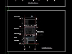 File cad mẫu nhà phố 3 tầng diện tích thiết kế 4.5x16.5m