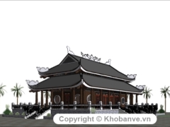 File cad mẫu sơ bộ - dựng model chùa việt nam