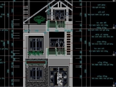 File cad mẫu thiết kế kiến trúc nhà phố 2.5 tầng KT 6x19.5m