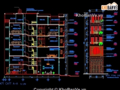 File cad mẫu thiết kế kiến trúc nhà phố 4 tầng 4x16m