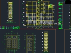 File cad mẫu thiết kế nhà phố 5 tầng KT 4x21.95m gồm bản vẽ điện nước dự toán