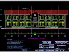 File cad nhà công vụ 2 tầng 9.5x35.5m gồm bản vẽ (kiến trúc kết cấu, điện nước)