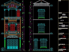 File CAD Nhà phố 3 tầng 4.5x17m ( Kiến trúc + Kết cấu)