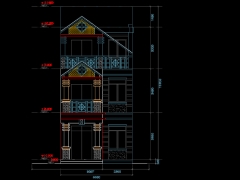 File CAD nhà phố 3 tầng 5.5mx12m