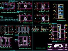 File CAD nhà phố 5 tầng ( Kiến trúc, kết cấu, PCCC)