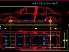 File cad ô tô 4 chỗ lai điện – xăng sử dụng hệ thống truyền động kép v100-40