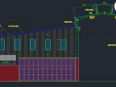 File cad phân xưởng công nghiệp kết hợp nhà làm việc 3 tầng kích thước 19.15x43.3m hạng mục: kt+kc+me