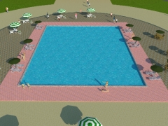 File cad thiết kế hồ bơi thi đấu và Hồ bơi khách sạn biệt thự kích thước 21x25m