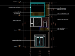 File cad thiết kế kiến trúc + kết cấu nhà phố 3 tầng kích thước 5x17.5m