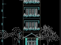 File cad thiết ké kiến trúc mẫu nhà phố 4 tầng lệch tầng kích thước 4x18m