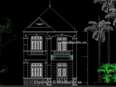 File cad thiết kế mẫu nhà phố 2 tầng kích thước 7x14m