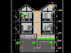 File cad thiết kế nhà phố 3 tầng kích thước 10x14m hạng mục kiến trúc