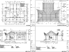 File cad thiết kế thiết kế nhà thờ họ 5 gian có hậu cung 12x12m