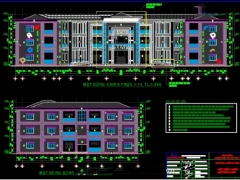 File cad thiết kế trường mầm non 3 tầng