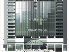File cad thiết tòa nhà thương mại 15 tầng gồm bản vẽ KT, KC, PCCC, Nước
