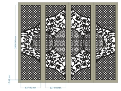 File cnc cổng 4 cánh mẫu họa tiết lá hình tròn