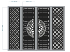 File cnc thiết kế cổng 4 cánh trống đồng bông tuyết mới
