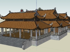 File dựng phối cảnh ngôi chùa trên sketchup