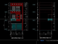 File dwg nhà phố 3 tầng diện tích 5x20.7m kiến trúc và kết cấu
