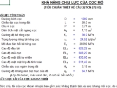 File Excel bản tính Sức chịu tải cọc khoan nhồi Cầu vượt QL 14  chia sẻ miễn phí