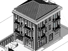 File kiến trúc mẫu biệt thự 3 tầng 9x11.2m - Thiết kế bằng revit 2019