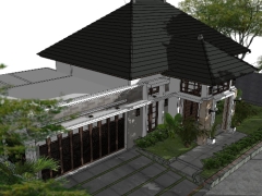 File model sketchup dựng nhà biệt thự 1 tầng