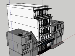 File nhà phố 5 tầng diện tích thiết kế 8x17.7m dựng model 3d .skp