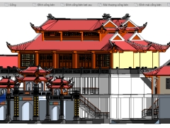 File revit 2019 bản vẽ thiết kế phối cảnh chùa Vân Hoạch - Đông Anh - Hà Nội