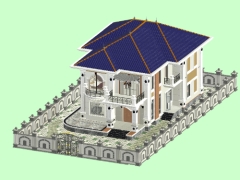 File Revit tham khảo Biệt thự tân cổ điển 8.8x15.6m