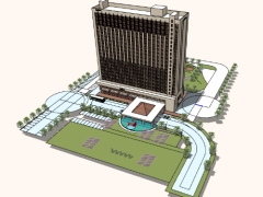 File sketchup 2019 file ngoại thất hotel cao tầng