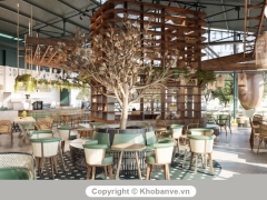 File Sketchup 2019 + Vray 3.4 dựng cảnh nội thất quán coffee tuyệt đẹp