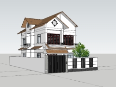 File sketchup biệt thự 2 tầng 7.5x12.5m