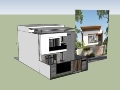 File sketchup mẫu biệt thự 2 tầng 10x15.5m