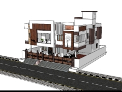 File sketchup mẫu biệt thự 2 tầng 13x16.1m