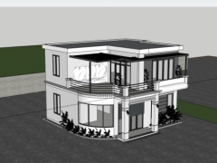 File sketchup mẫu biệt thự 2 tầng 9.6x11.6m đẹp