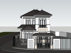 File sketchup mẫu biệt thự 2 tầng 9x11.9m