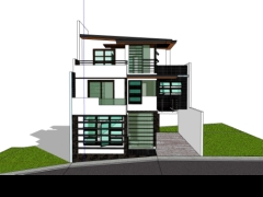 File sketchup mẫu biệt thự 3 tầng 9.15x13m