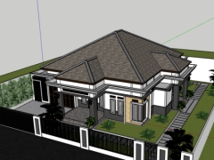 File sketchup mẫu biệt thự cấp 4 14.1x18.5m