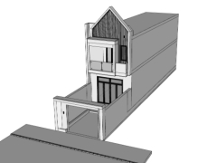 File sketchup mẫu nhà phố 2 tầng 4.6x23m