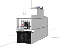 File sketchup mẫu nhà phố 2 tầng 5x20m đẹp