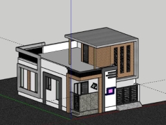 File sketchup mẫu nhà phố 2 tầng 7.6x10m