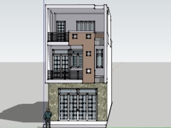 File sketchup mẫu nhà phố 3 tầng 5.3.x12.2m