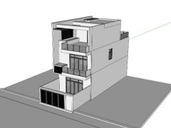 File sketchup mẫu nhà phố 3 tầng 6x14m