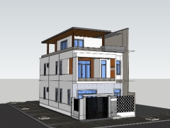 File sketchup mẫu nhà phố 3 tầng 8x18.5m