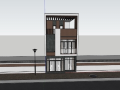 File sketchup mẫu nhà phố 3 tầng kích thước 6x17m