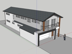 File sketchup nhà 2 tầng cơ bản 7x23.5m