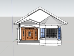 File sketchup nhà biệt thự 1 tầng 6x13.6m