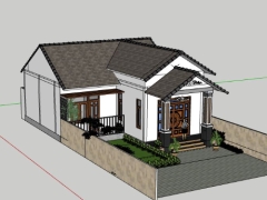 File sketchup nhà biệt thự 1 tầng 9x14m