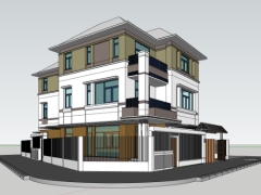 File sketchup nhà biệt thự 3 tầng 2 mặt tiền